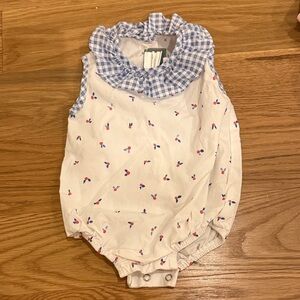 Adorable Blue Checkered Collar Baby Romper